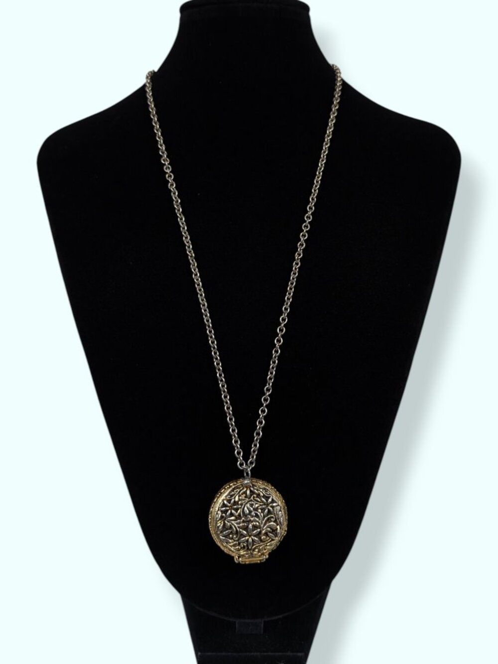 Vintage Floral Perfume Locket Pendant Necklace